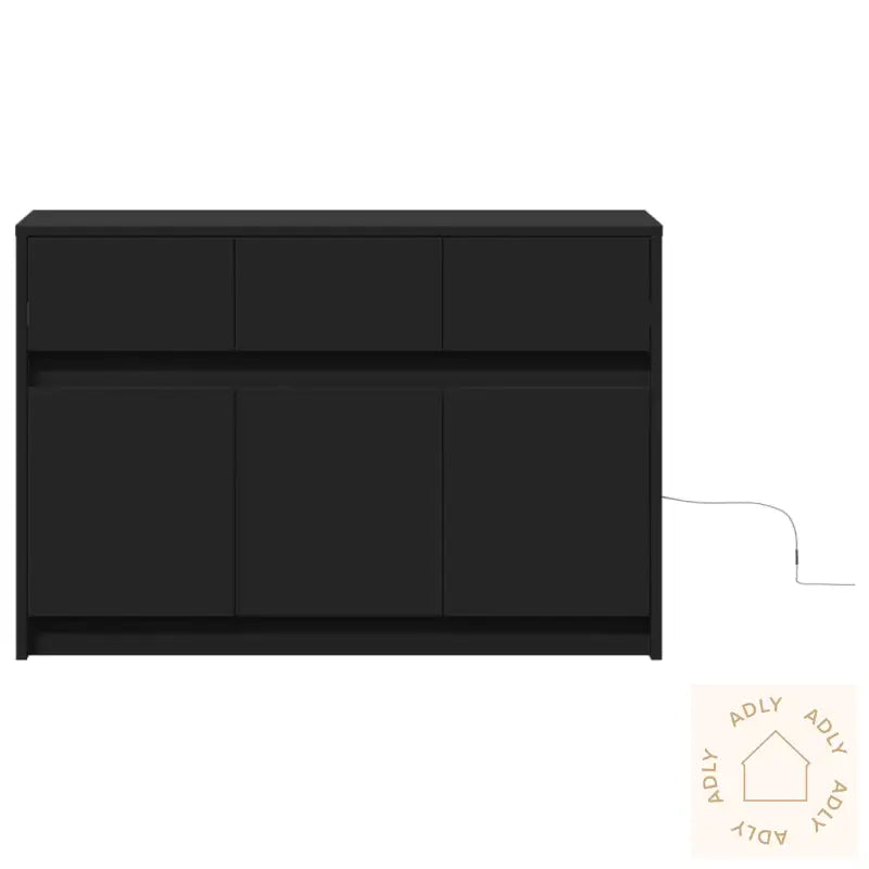 Tv-Benk Med Led Svart 91X34X61 Cm Konstruert Tre