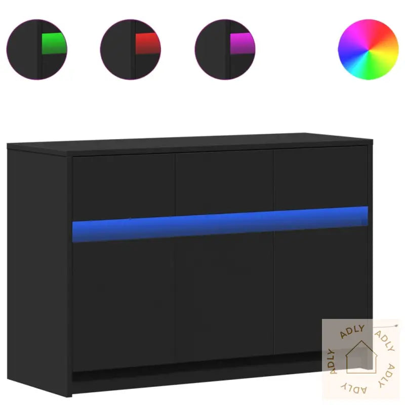 Tv-Benk Med Led Svart 91X34X61 Cm Konstruert Tre