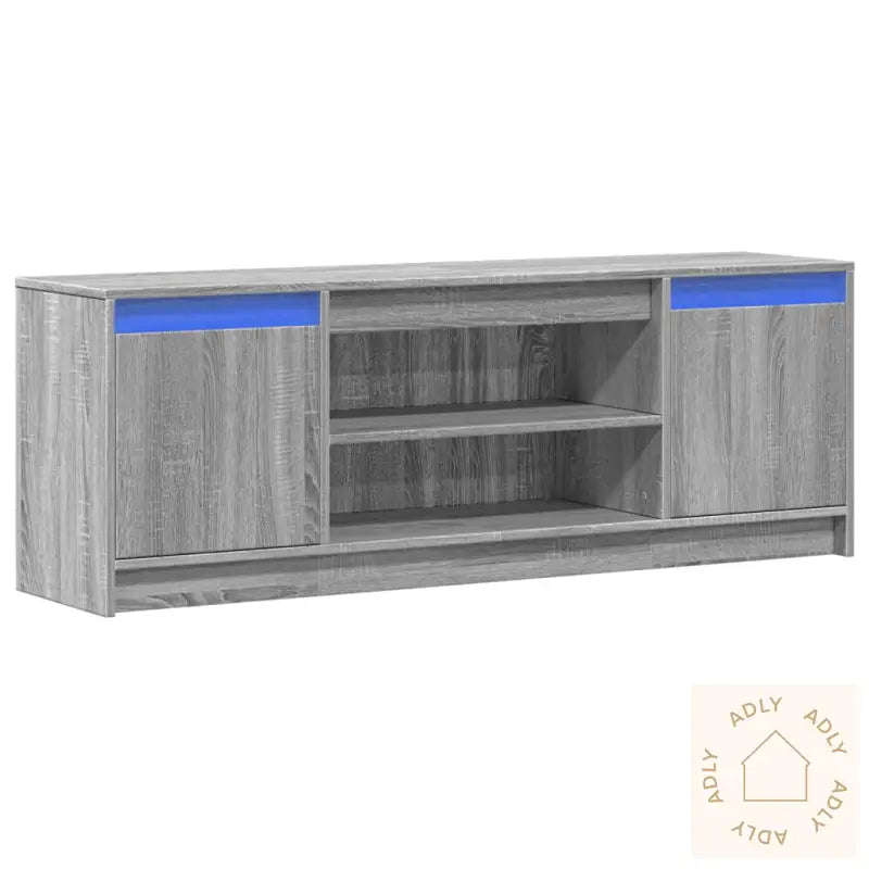 Tv-Benk Med Led Grå Sonoma 139,5X34X50 Cm Konstruert Tre