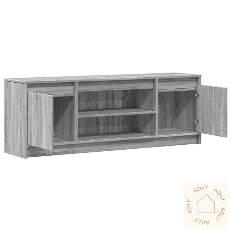 Tv-Benk Med Led Grå Sonoma 139,5X34X50 Cm Konstruert Tre