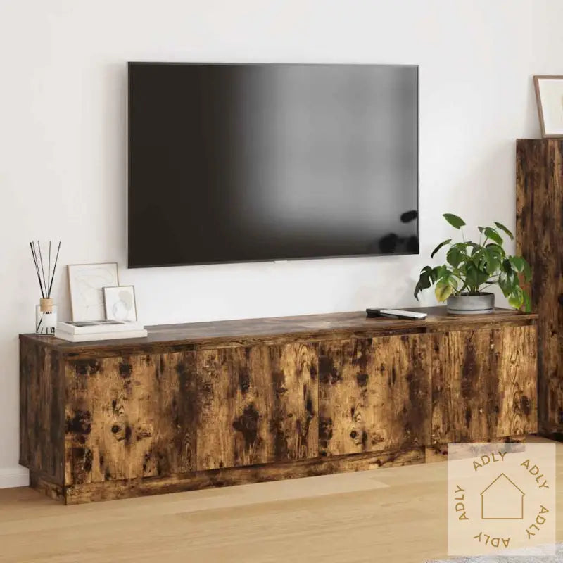 Tv-Skap Med Led Røkt Eik 180X38X49 Cm Konstruert Tre
