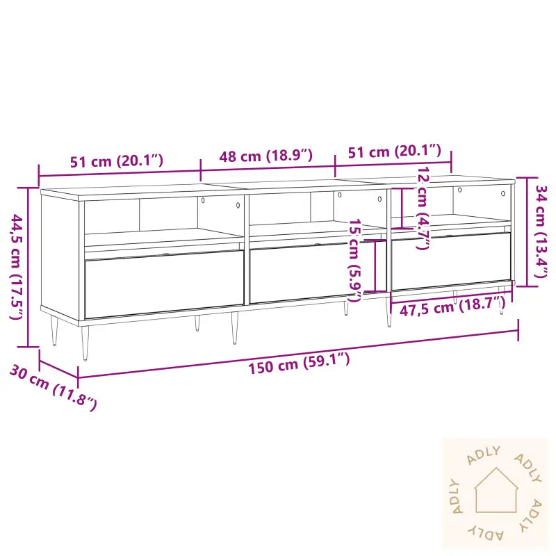Tv-Stativ Snekker Eik 150X30X44,5 Cm Massivt Tre