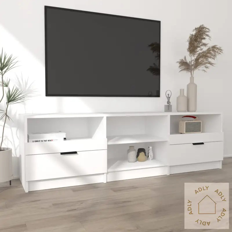 Tv-Benk Hvit 150X33,5X45 Cm Konstruert Tre