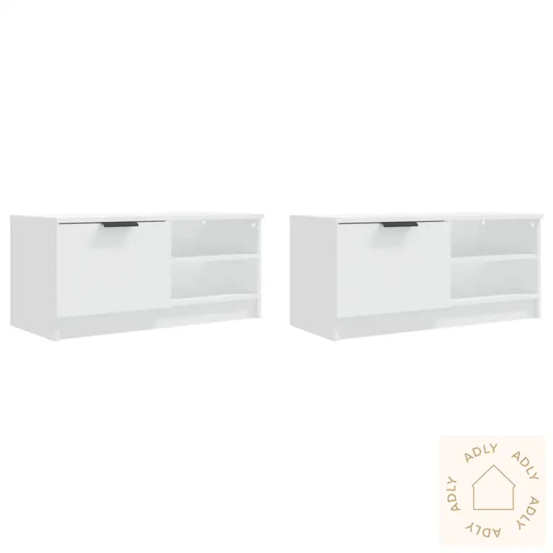 Tv-Benker 2 Stk Hvit 80X35X36,5 Cm Konstruert Tre