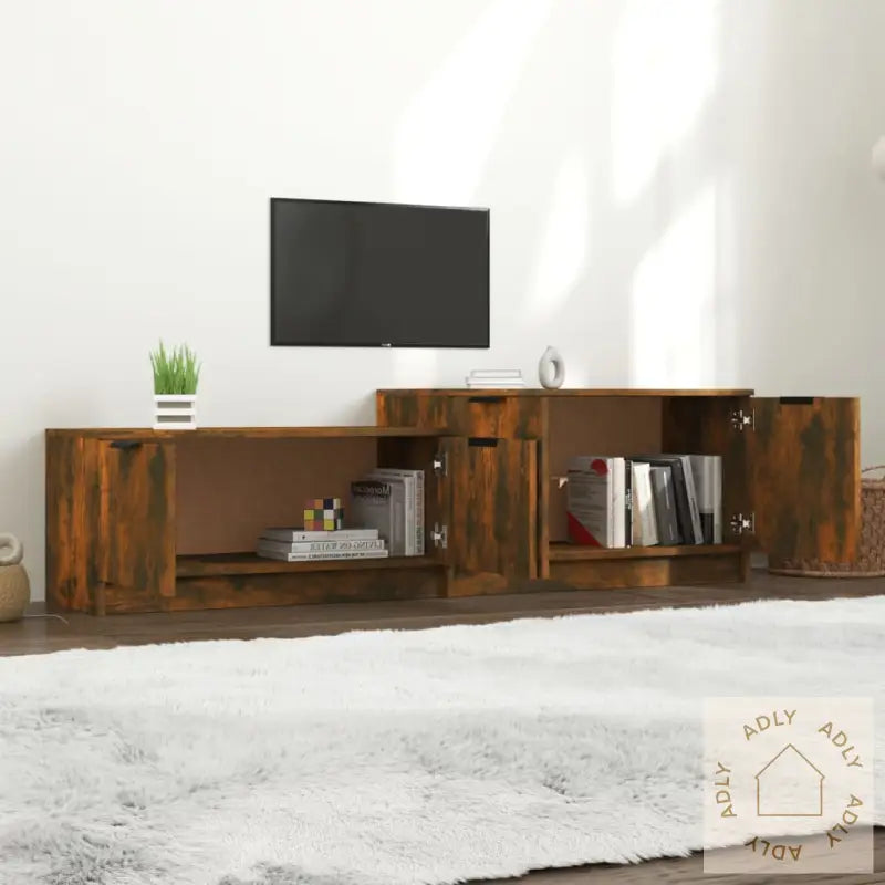 Tv-Benk Røkt Eik 158,5X36X45 Cm Konstruert Tre