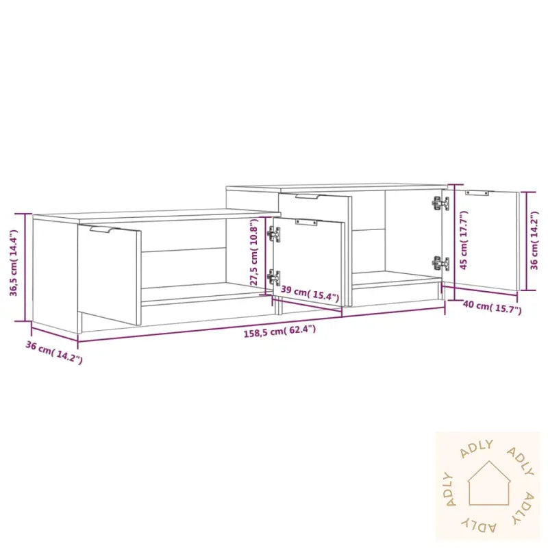 Tv-Benk Røkt Eik 158,5X36X45 Cm Konstruert Tre