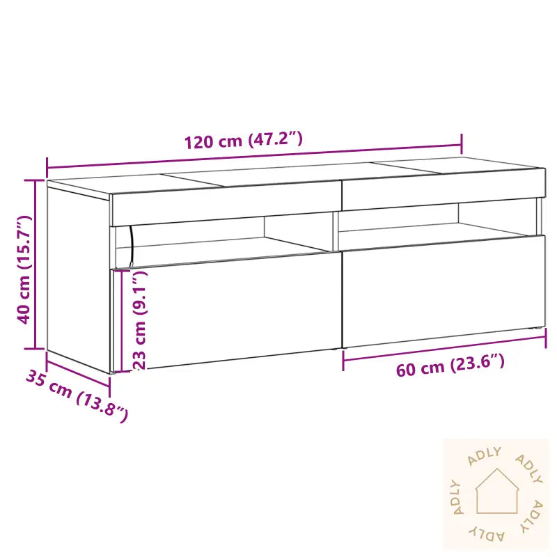 Tv-Benk Med Led Svart Eik 120X35X40 Cm Konstruert Tre