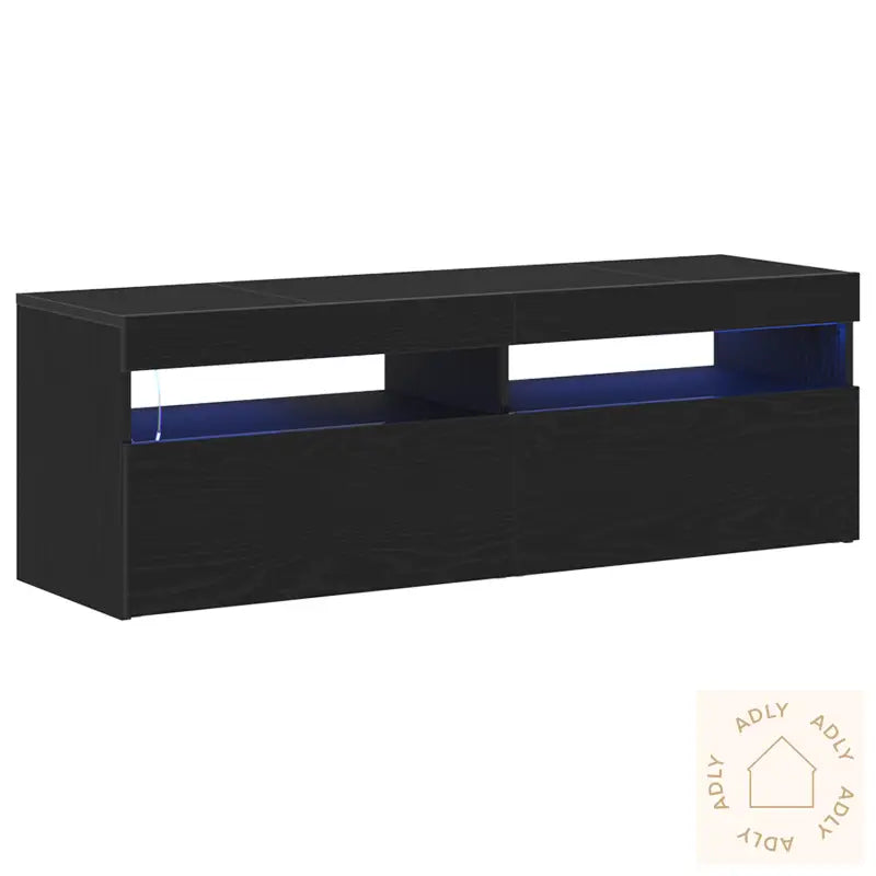 Tv-Benk Med Led Svart Eik 120X35X40 Cm Konstruert Tre