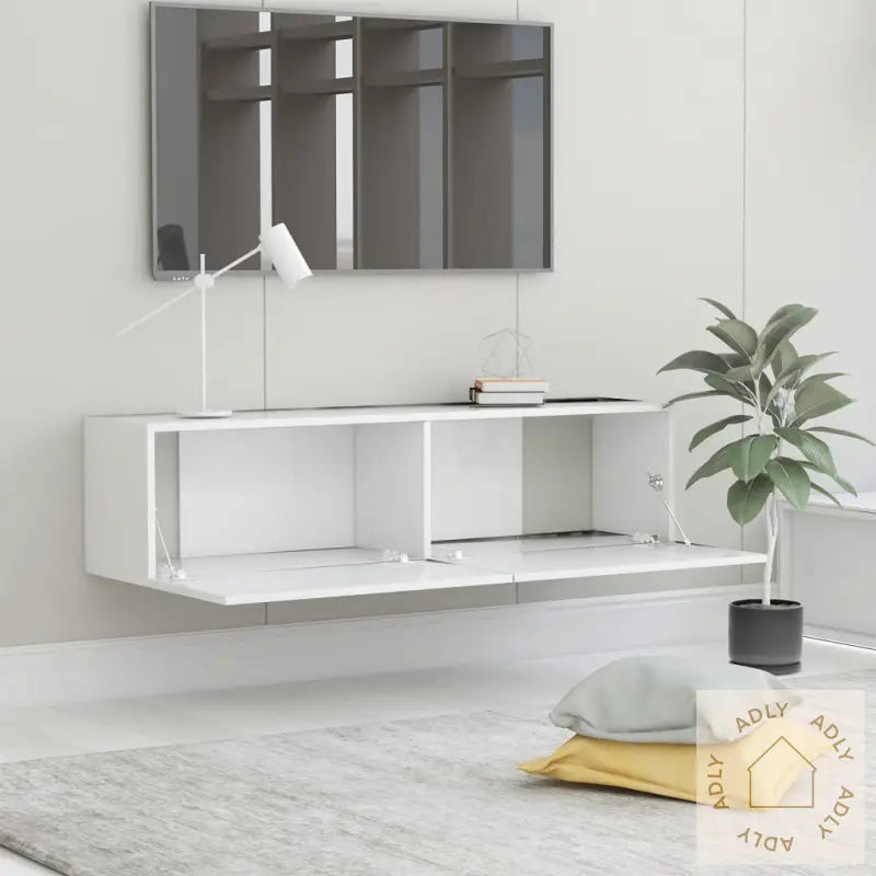 Tv-Benk Hvit 120X30X30 Cm Konstruert Tre