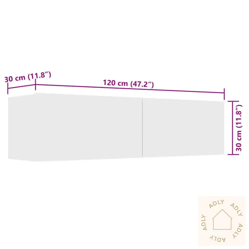 Tv-Benk Hvit 120X30X30 Cm Konstruert Tre