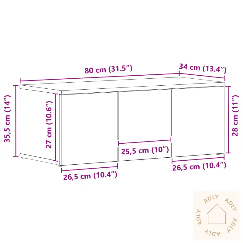 Tv-Benk I Svart Eik, 80X34X30 Cm, Laget Av Konstruert Tre