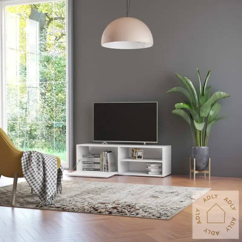 Tv-Benk Hvit 120X34X37 Cm Konstruert Tre