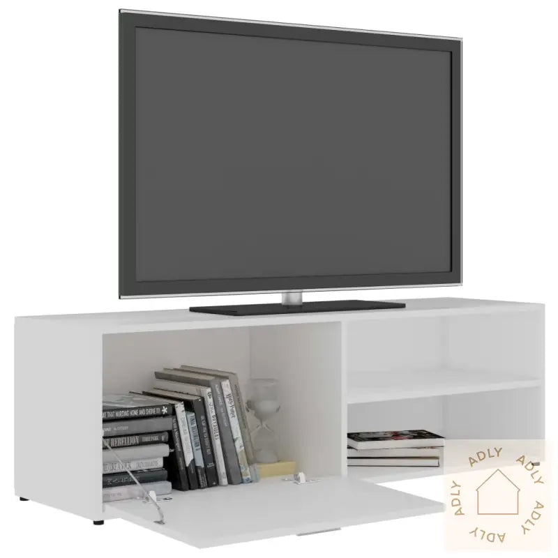 Tv-Benk Hvit 120X34X37 Cm Konstruert Tre