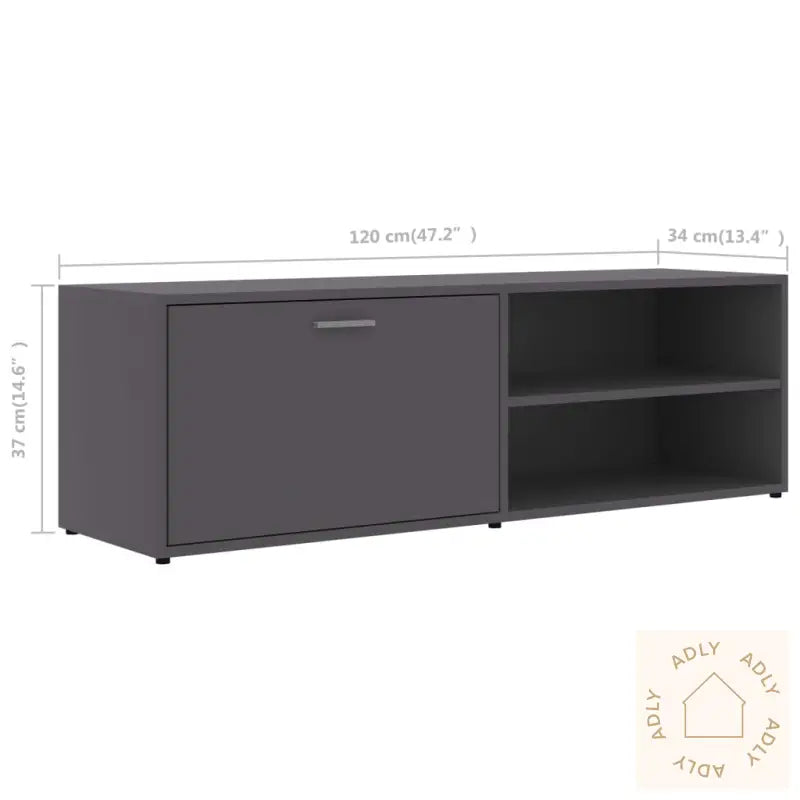 Tv-Benk Grå 120X34X37 Cm Konstruert Tre