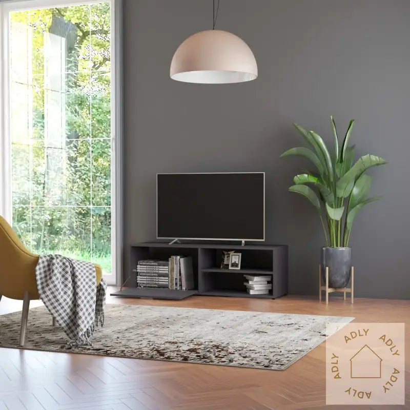 Tv-Benk Grå 120X34X37 Cm Konstruert Tre