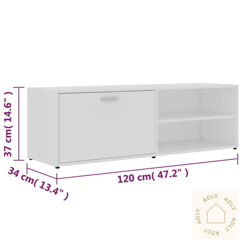 Tv-Benk Hvit 120X34X37 Cm Konstruert Tre