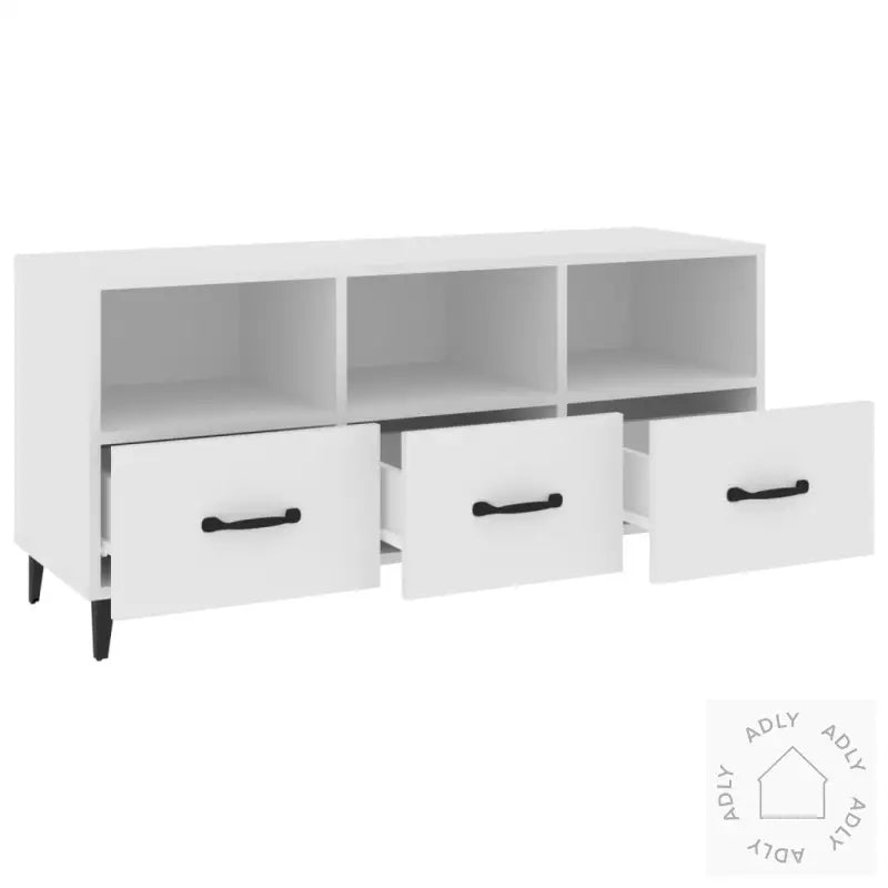 Tv-Benk Hvit 102X35X50 Cm Konstruert Tre