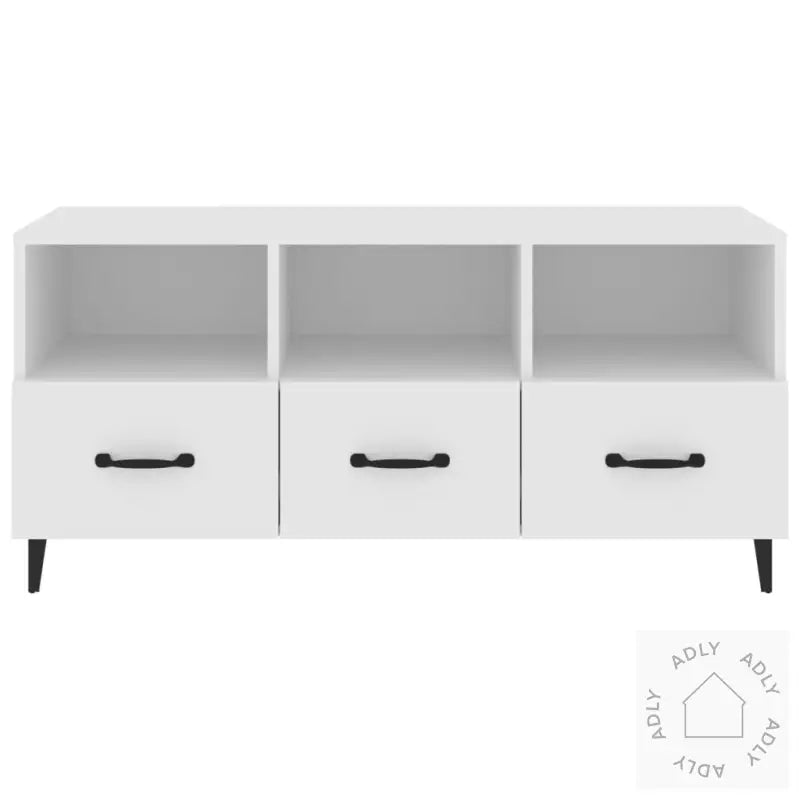 Tv-Benk Hvit 102X35X50 Cm Konstruert Tre