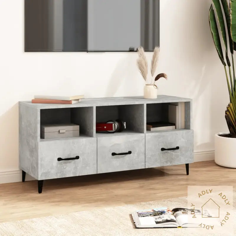 Tv-Benk Betonggrå 102X35X50 Cm Konstruert Tre