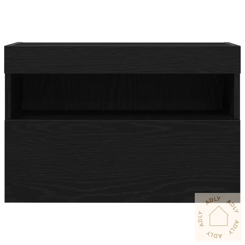 Tv Veggskap Med Led-Lys Svart Eik 60X30X40 Cm