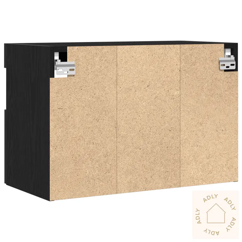 Tv Veggskap Med Led-Lys Svart Eik 60X30X40 Cm