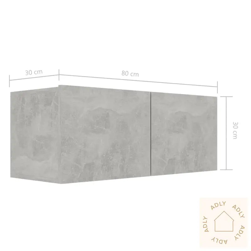 Tv-Benksett 7 Deler Betonggrå Konstruert Tre