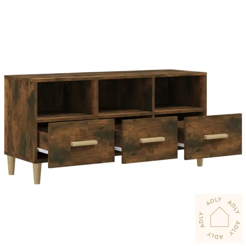 Tv-Benk Røkt Eik 102X36X50 Cm Konstruert Tre