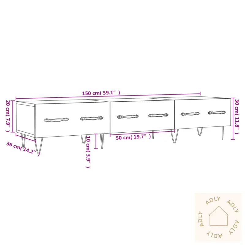 Tv-Benk Betonggrå 150X36X30 Cm Konstruert Tre