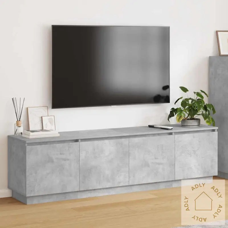 Tv-Skap Med Led Betonggrå 180X38X49 Cm Konstruert Tre