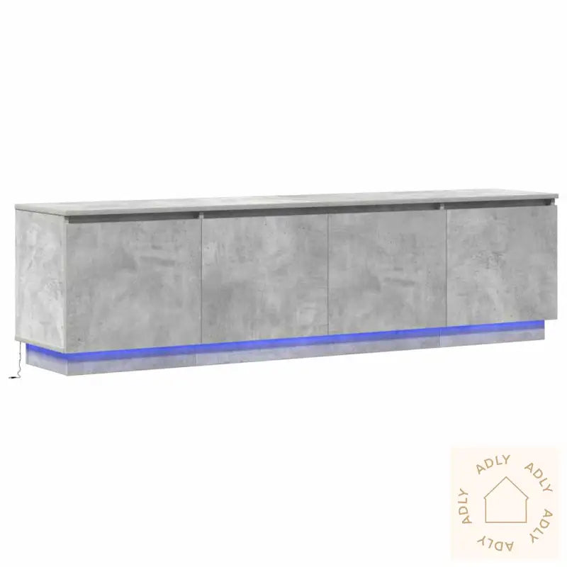 Tv-Skap Med Led Betonggrå 180X38X49 Cm Konstruert Tre