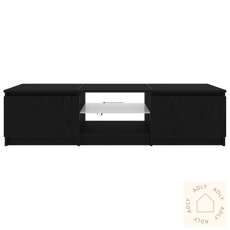 Tv-Benk Med Led-Lamper I Svart Eik - 140 X 40 X 35,5 Cm - Laget Av Konstruert Tre