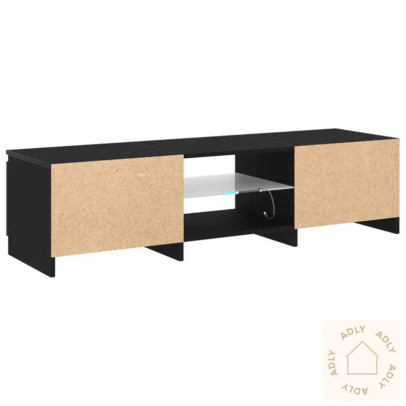 Tv-Benk Med Led-Lamper I Svart Eik - 140 X 40 X 35,5 Cm - Laget Av Konstruert Tre