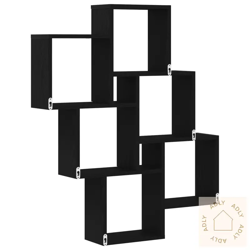 Veggskap I Svart Eik 78X15X92 Cm, Bygget I Tre