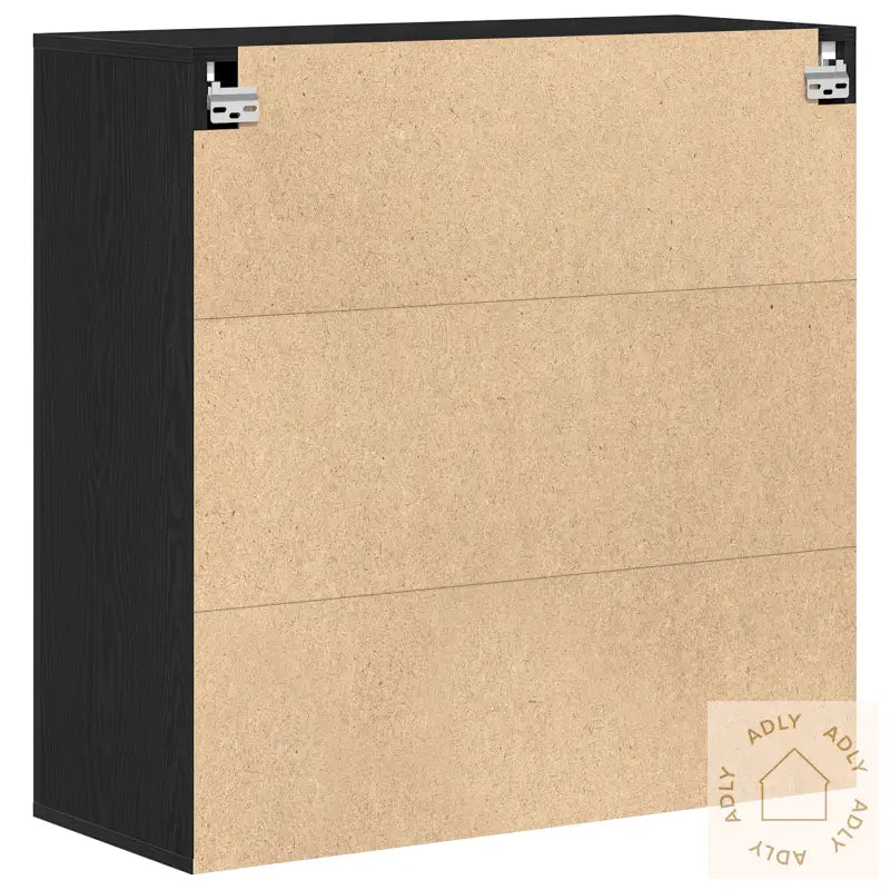 Vegghylle Svart Eik 80X33X80 Cm Konstruert Tre