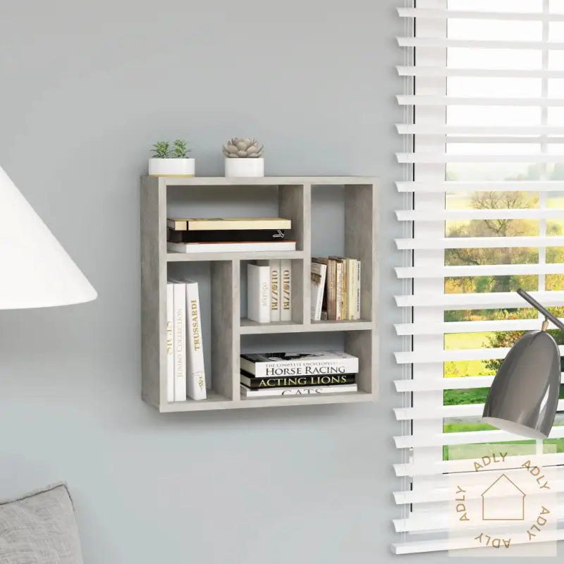 Vegghylle Betonggrå 45,1X16X45,1 Cm Konstruert Tre