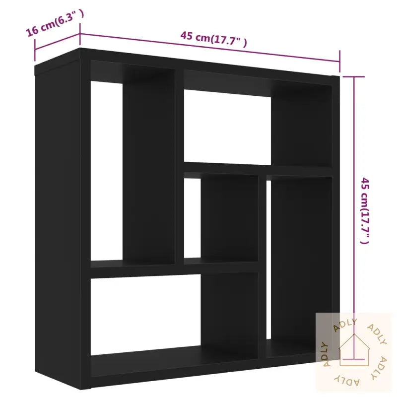 Vegghylle Svart 45,1X16X45,1 Cm Konstruert Tre
