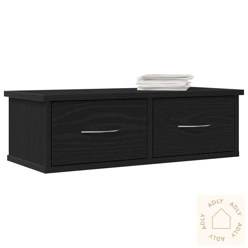 Vegghengt Skuffehylle Svart Eik 60X26X18,5Cm Konstruert Tre