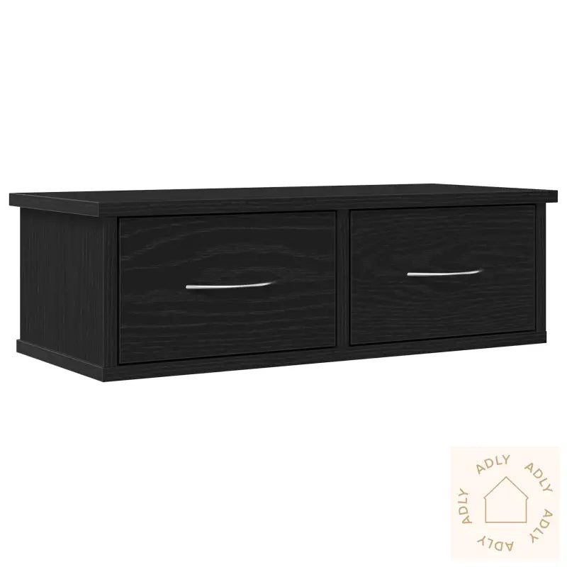 Vegghengt Skuffehylle Svart Eik 60X26X18,5Cm Konstruert Tre