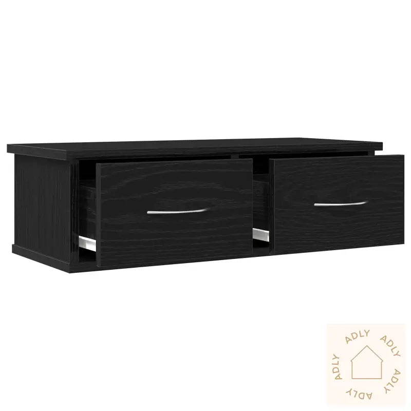Vegghengt Skuffehylle Svart Eik 60X26X18,5Cm Konstruert Tre