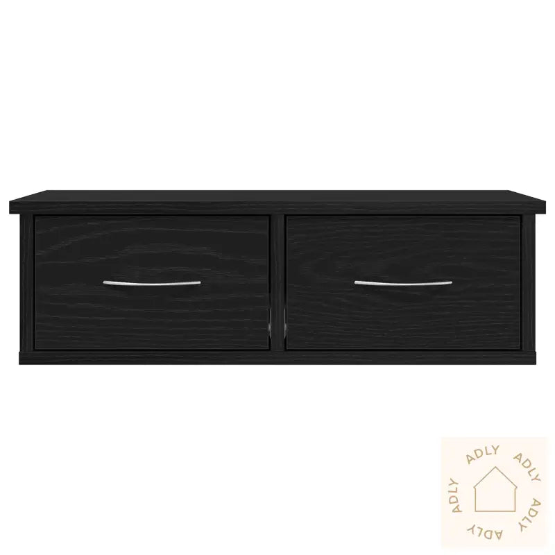 Vegghengt Skuffehylle Svart Eik 60X26X18,5Cm Konstruert Tre