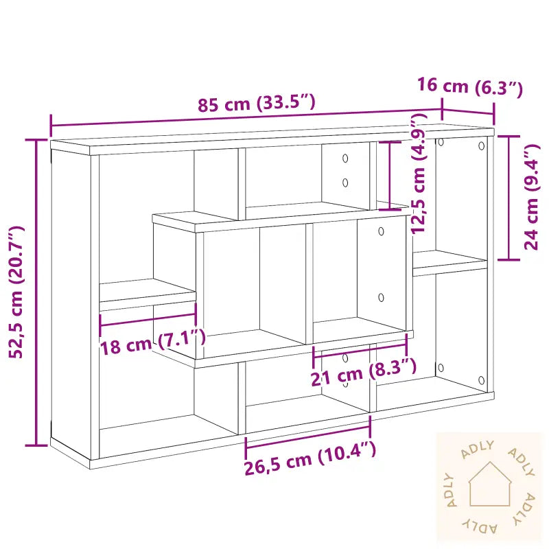 Vegghylle - Svart Eik, 85 X 16 X 52.5 Cm, Laget Av Konstruert Tre