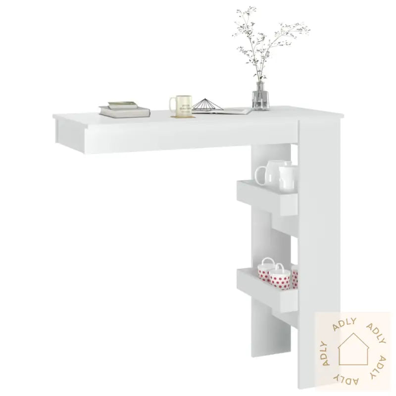 Veggmontert Barbord Høyglans Hvit 102X45X103,5Cm Konstruert Tre