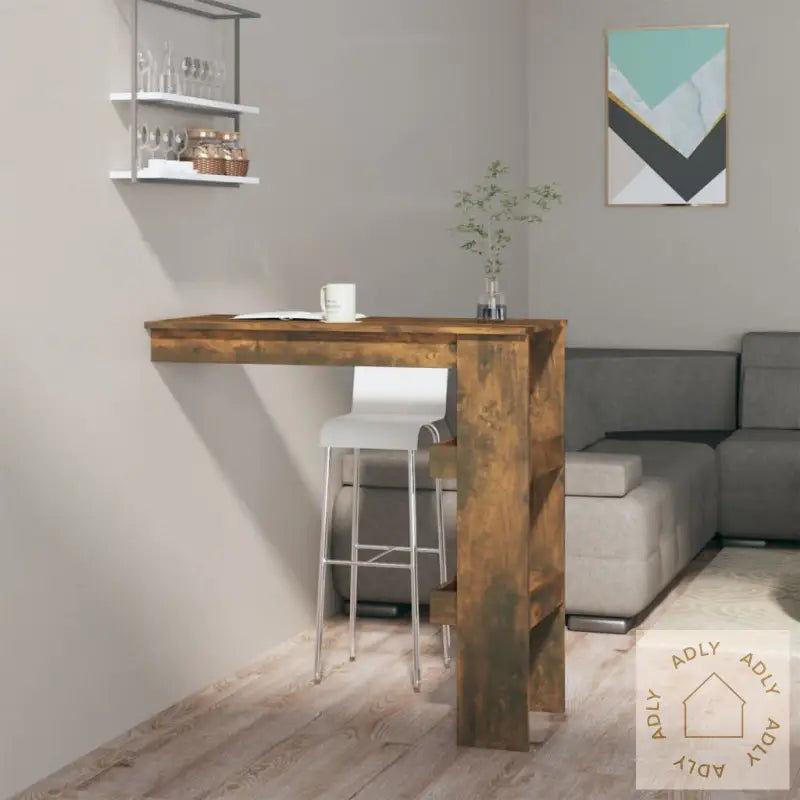 Veggmontert Barbord Røkt Eik 102X45X103,5 Cm Konstruert Tre