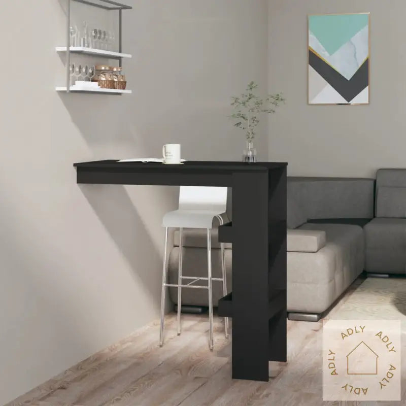 Veggmontert Barbord Svart 102X45X103,5 Cm Konstruert Tre