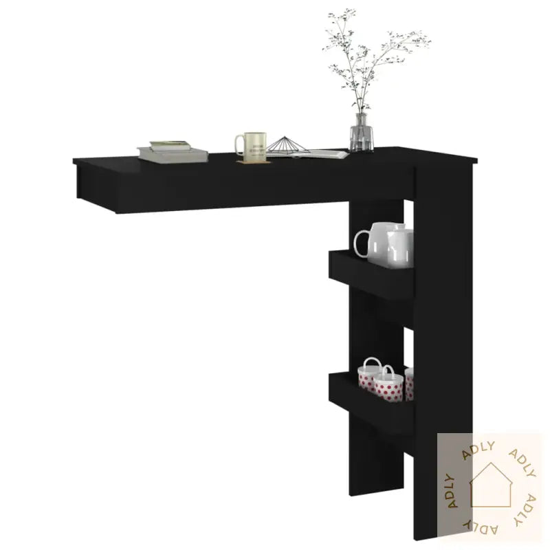 Veggmontert Barbord Svart 102X45X103,5 Cm Konstruert Tre