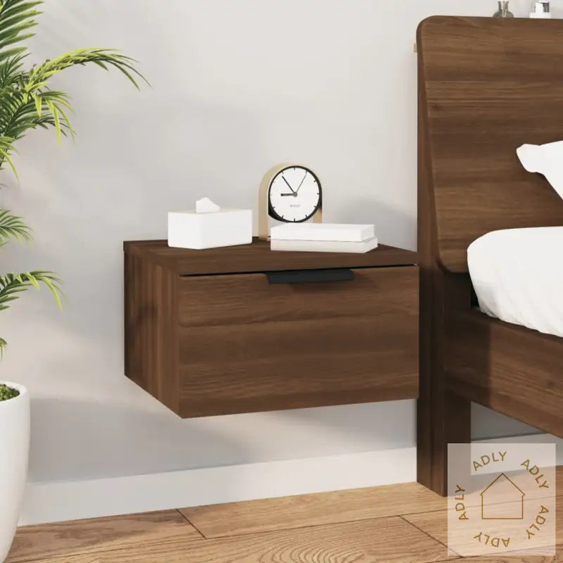 Veggmonterte Nattbord 2 Stk Brun Eik 34X30X20 Cm