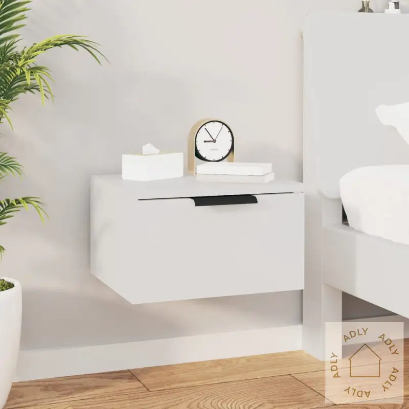 Veggmontert Nattbord 2 Stk Hvit 34X30X20 Cm
