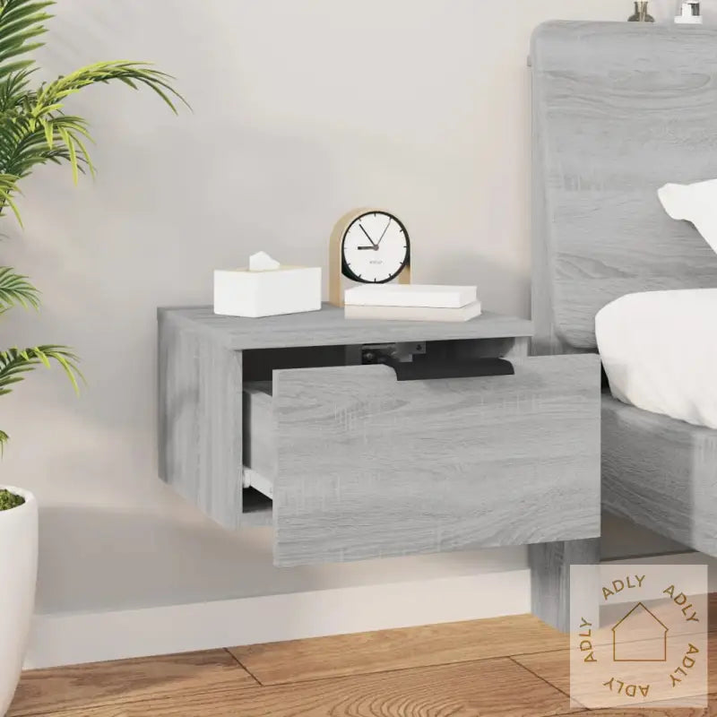 Veggmonterte Nattbord 2 Stk Sonoma Eik 34X30X20 Cm
