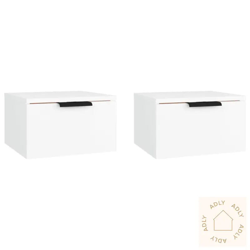 Veggmontert Nattbord 2 Stk Hvit 34X30X20 Cm