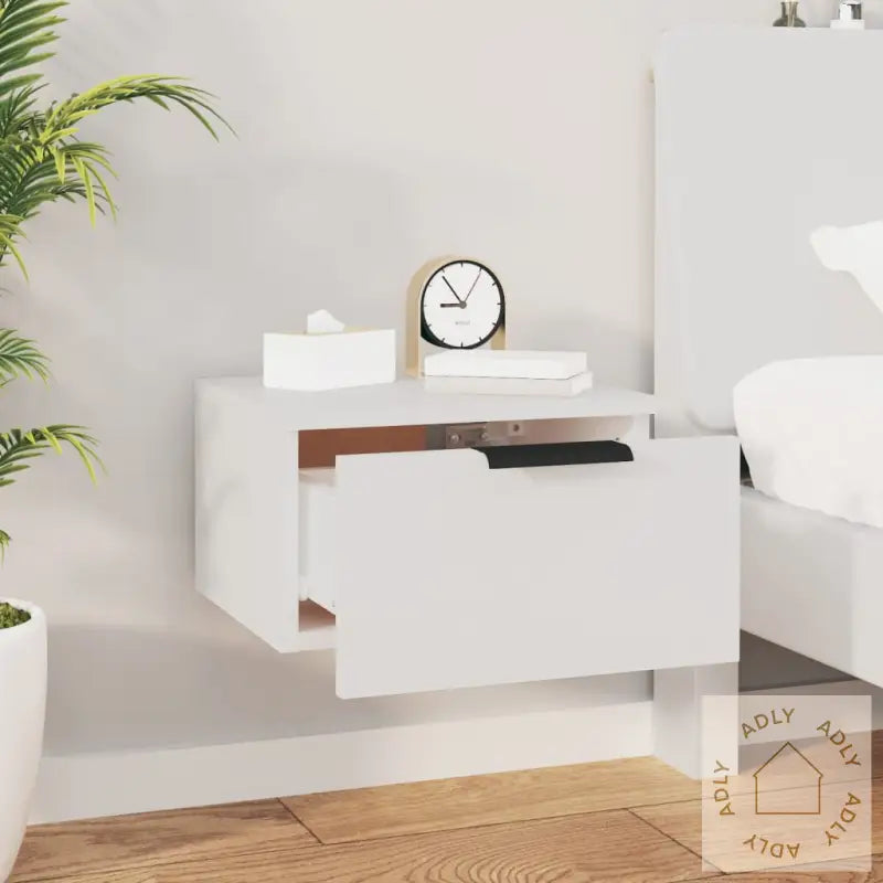 Veggmontert Nattbord 2 Stk Hvit 34X30X20 Cm